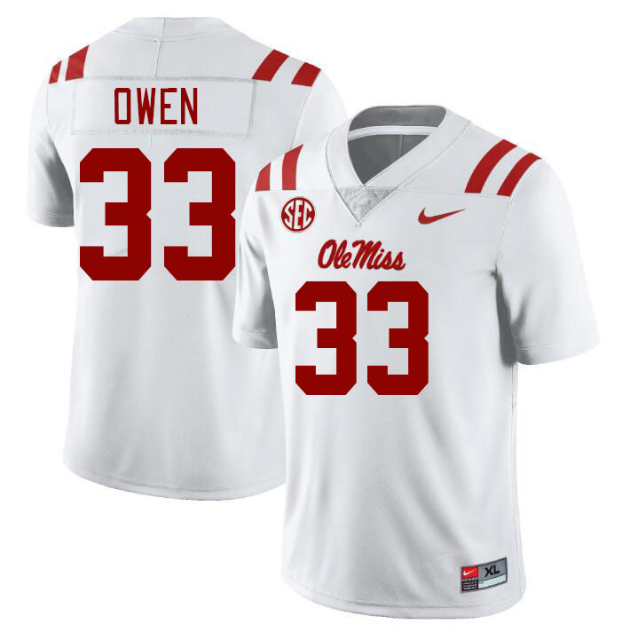 Ole Miss Rebels #33 Mac Owen College Football Jerseys Stitched Sale-White